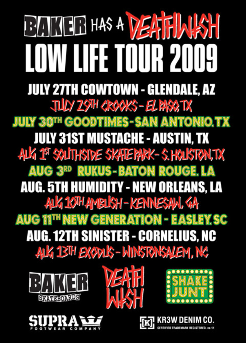 Baker Has A Deathwish Low Life Tour - TransWorld SKATEboarding