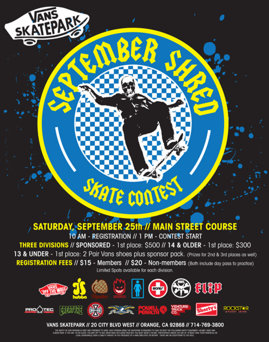 September Shred Contest, Vans Skateparks 9/25 - TransWorld ...