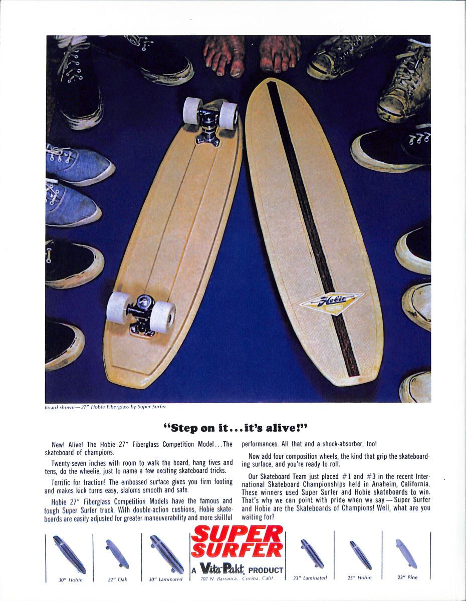 Vintage 1960s Red Super Surfer Covina CA Wood Skateboard W/ 