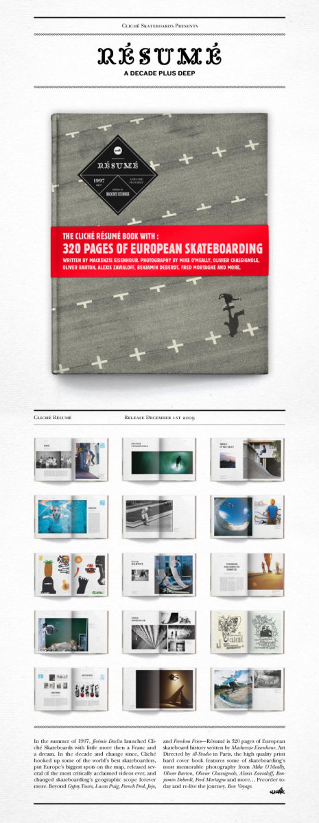 Cliche skateboards high quality resume skateboarding book